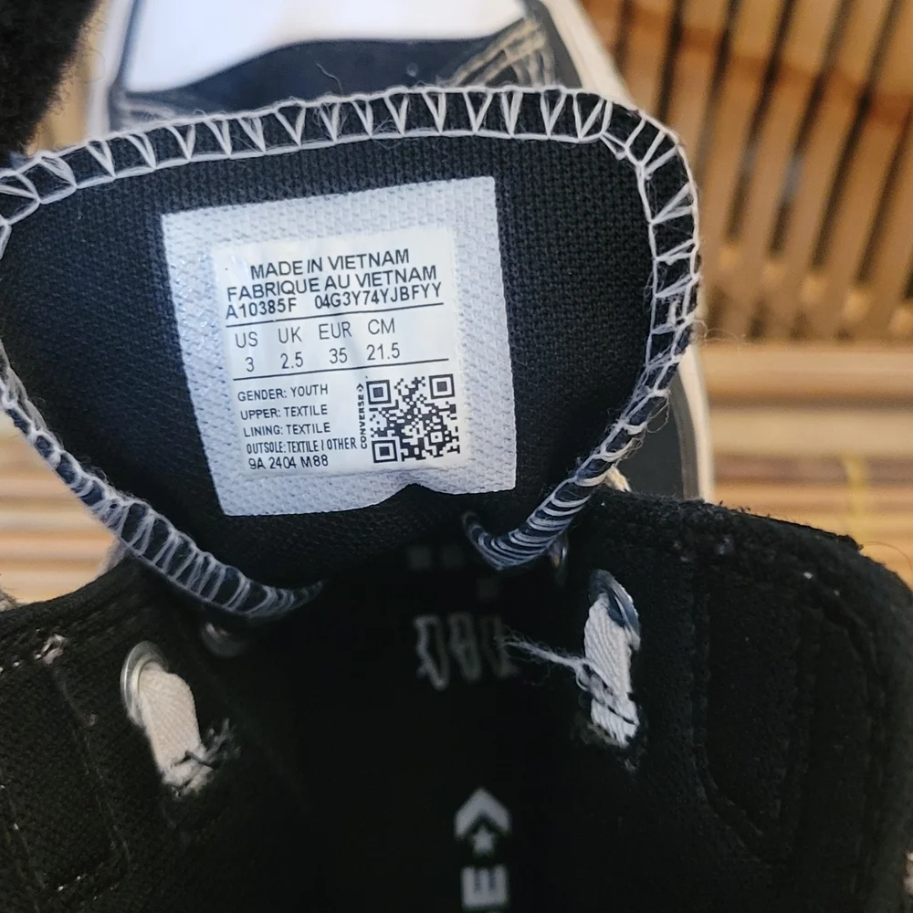 Converse Black and White High-Top Sneakers with Velcro Strap